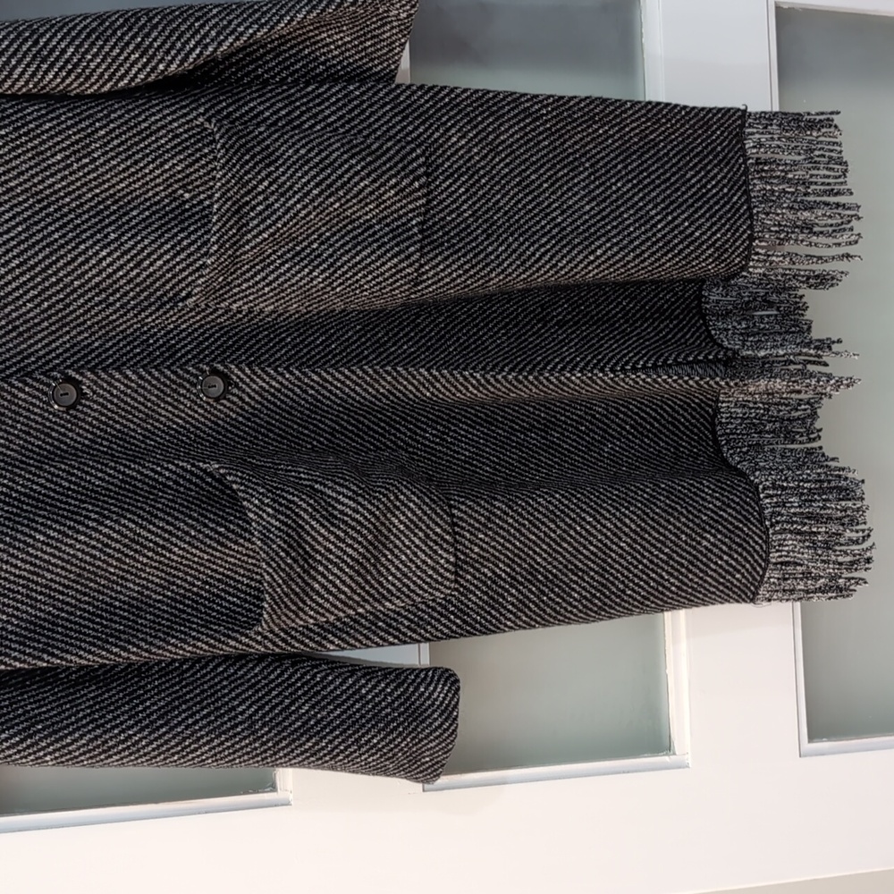 J Jill Herringbone Sweater W/Fringe Black M New - Picture 6 of 13